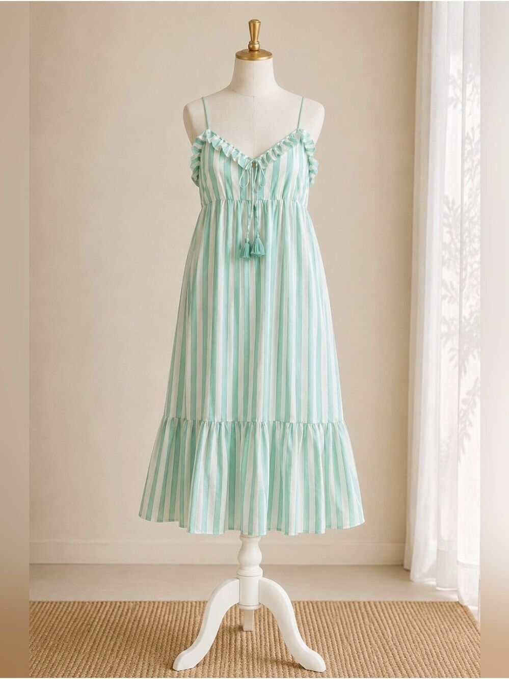 J. CREW RUFFLE TIERED DRESS COVER-UP STRIPE SIZE SMALL ADJUSTABLE STRAPS